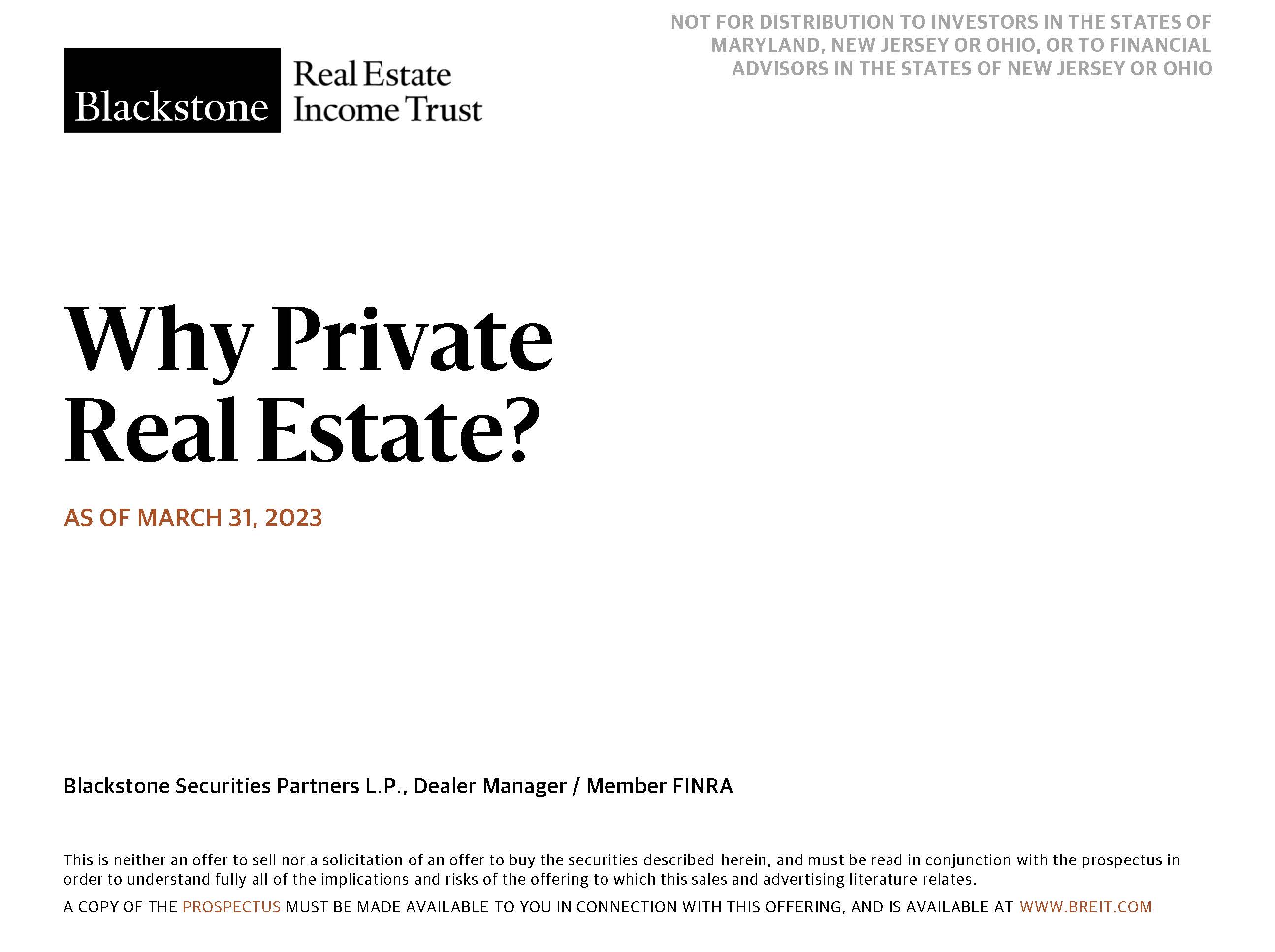 Why Private Real Estate BREIT Blackstone Real Estate Trust